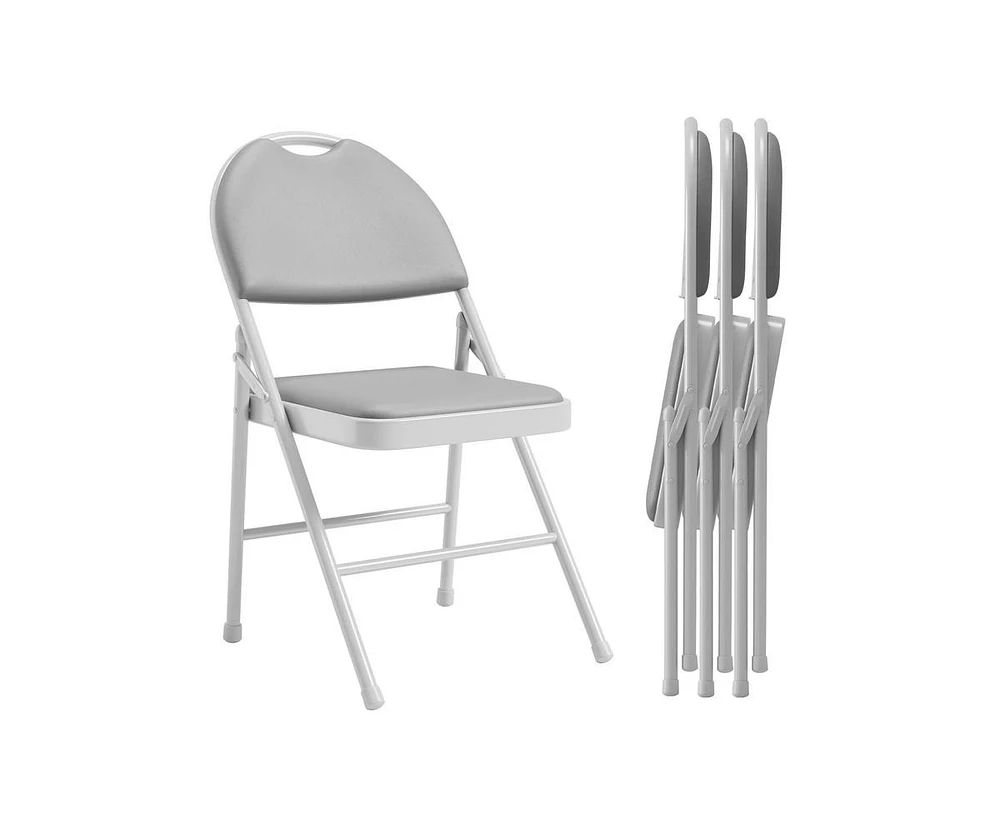 gaomon Folding Chairs 4 Pack, Portable Metal Chairs with Cushions and Non-Slip Feet Pads for Home and Office, Indoor and Outdoor Events