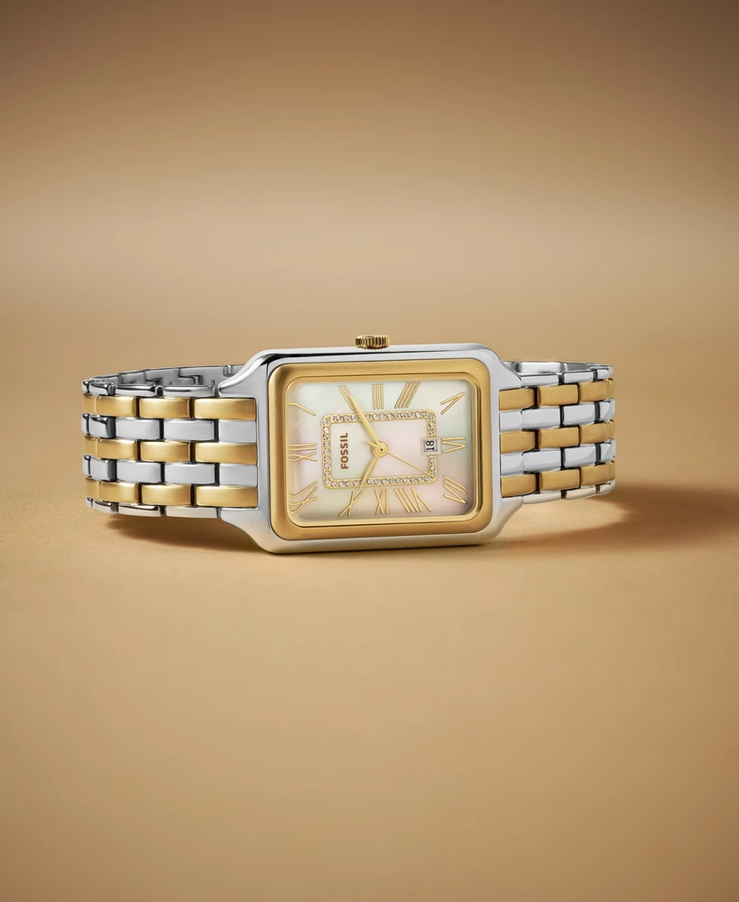 Fossil Women's Raquel Three-Hand Date Two-Tone Stainless Steel Watch, 26mm