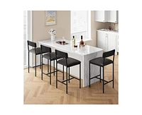 Bar Stools Set of 2, Kitchen with Footrest, 25.5 Inches Upholstered Chairs Back, 2 Counter Height Barstools for Bar
