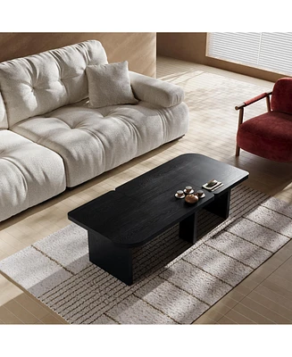 Tova 54" Modern Minimalist Thick High-strength Mdf Coffee Table, Combined Tea Table for Living Room, Office, Den, Dark oak