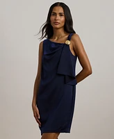 Lauren Ralph Lauren Women's Ruffle-Trim Satin Shift Cocktail Dress