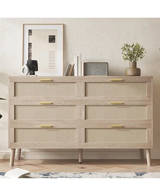gaomon 6 Drawer Rattan Dresser