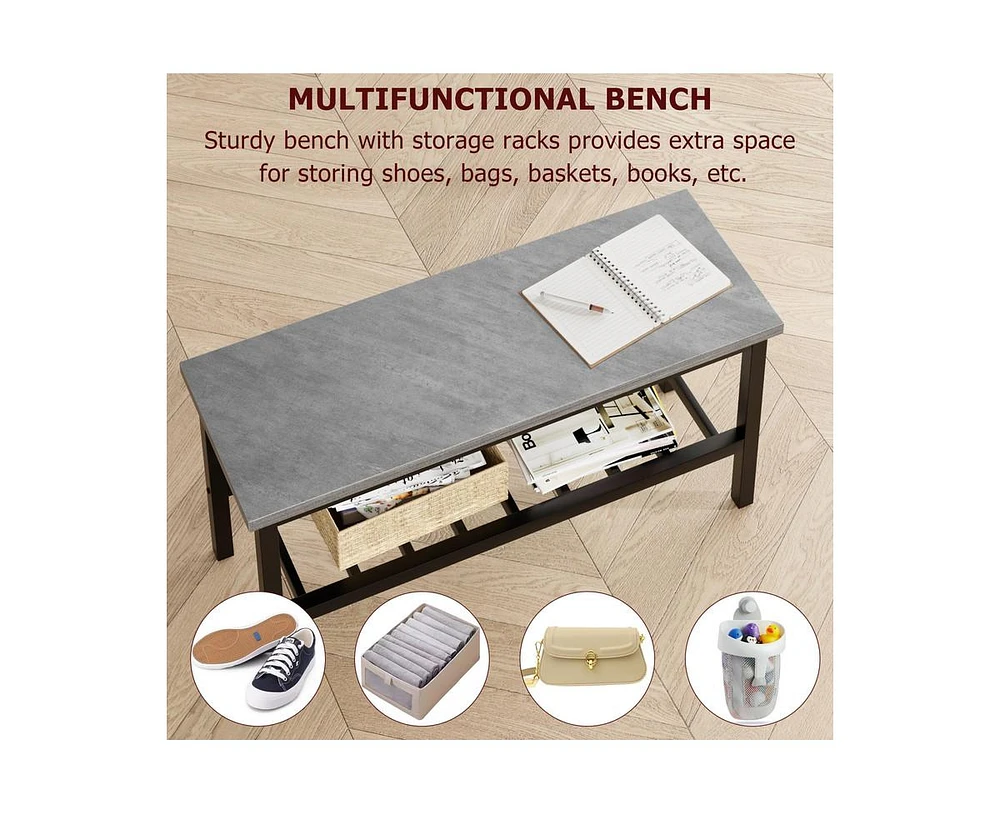 gaomon Dining Table Set for 4, Modern Kitchen Table with Bench and Chairs, 4 Piece Dining Room Table with Storage Rack for Small Spaces