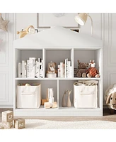 Gaomon -Cubby Kids Bookshelf Bookcase Toddlers Playhouse Cabinet Shelf