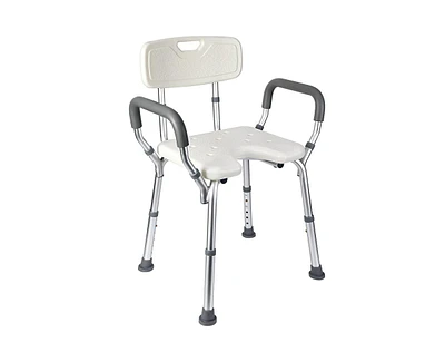 gaomon U Shower Seat, Adjustable Height Shower Chair, with Padded Armrests and Back, Inside Shower Chair Support 350 lb Capacity, Slip Resistant Showe