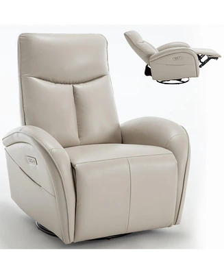 Power Recliner Chair with Lumbar Support Max Swivel Degree 270° Heavy Duty Motion Mechanism Usb and Type-c Ports