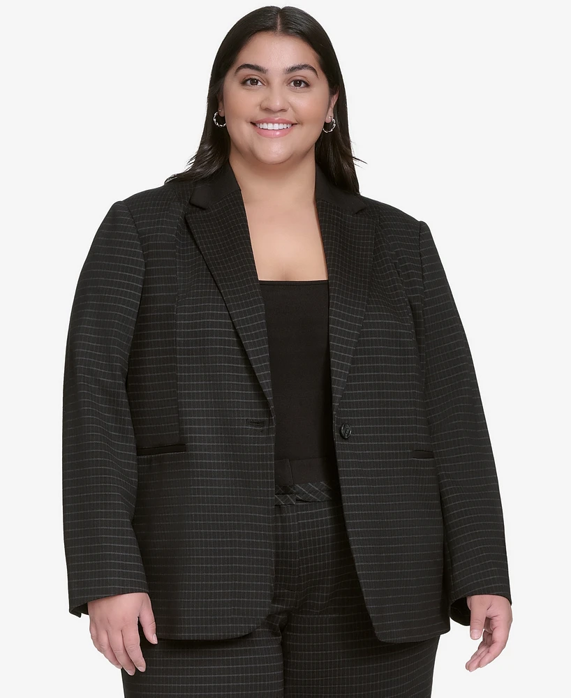 Dkny Plus Size Ponte One-Button Blazer