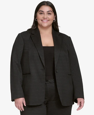 Dkny Plus Size Ponte One-Button Blazer