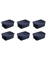 Rubbermaid 3 Gallon Stackable Storage Container, Dark Indigo Metallic (6 Pack)