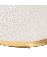 Baxton Studio Raelynn Modern and Contemporary Ivory Boucle Upholstered and Gold Metal Ottoman