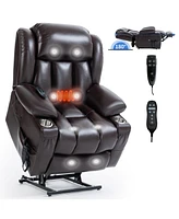 Boyel Living Power Lift Recliner Chair Heavy Duty Motion Mechanism with 8-Point Vibration Massage and Lumbar Heating Stainless steel Cup Holders
