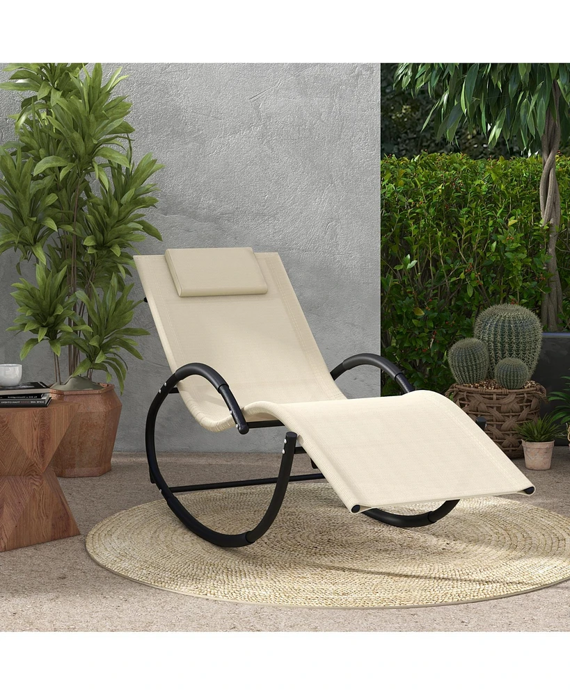 Heavy-Duty Rocking Chair - 350lbs Capacity, Uv-Resistant Fabric & Removable Headrest