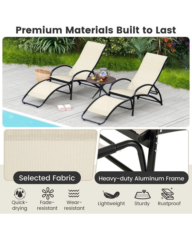 Gouun 2-in-1 Outdoor Rocking Chair with 4-Position Adjustable Backrest for Patio Porch Poolside