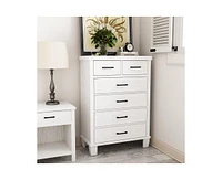 6 Drawer Dresser for Bedroom, Modern Chest of Drawers, 31.5 Inch Wide Storage Cabinet with Sturdy Legs, Tall Dresser Storage Tower for Closet Bedroom