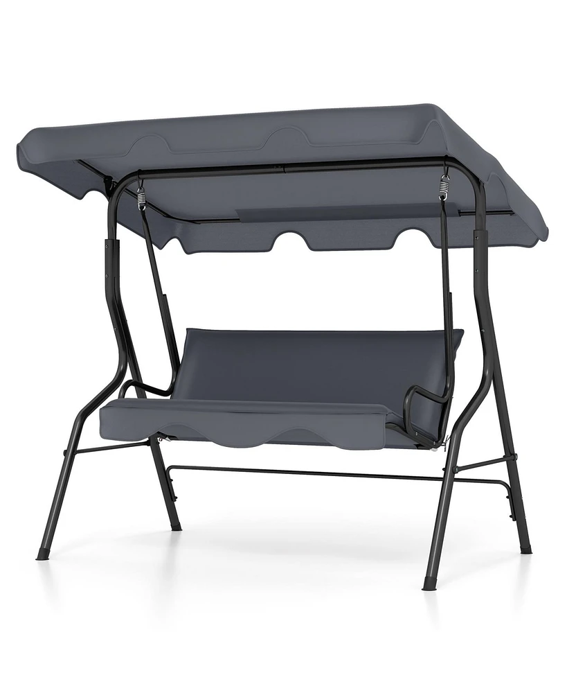 Gouun 3-Seat Outdoor Patio Canopy Swing with Cushioned Steel Frame