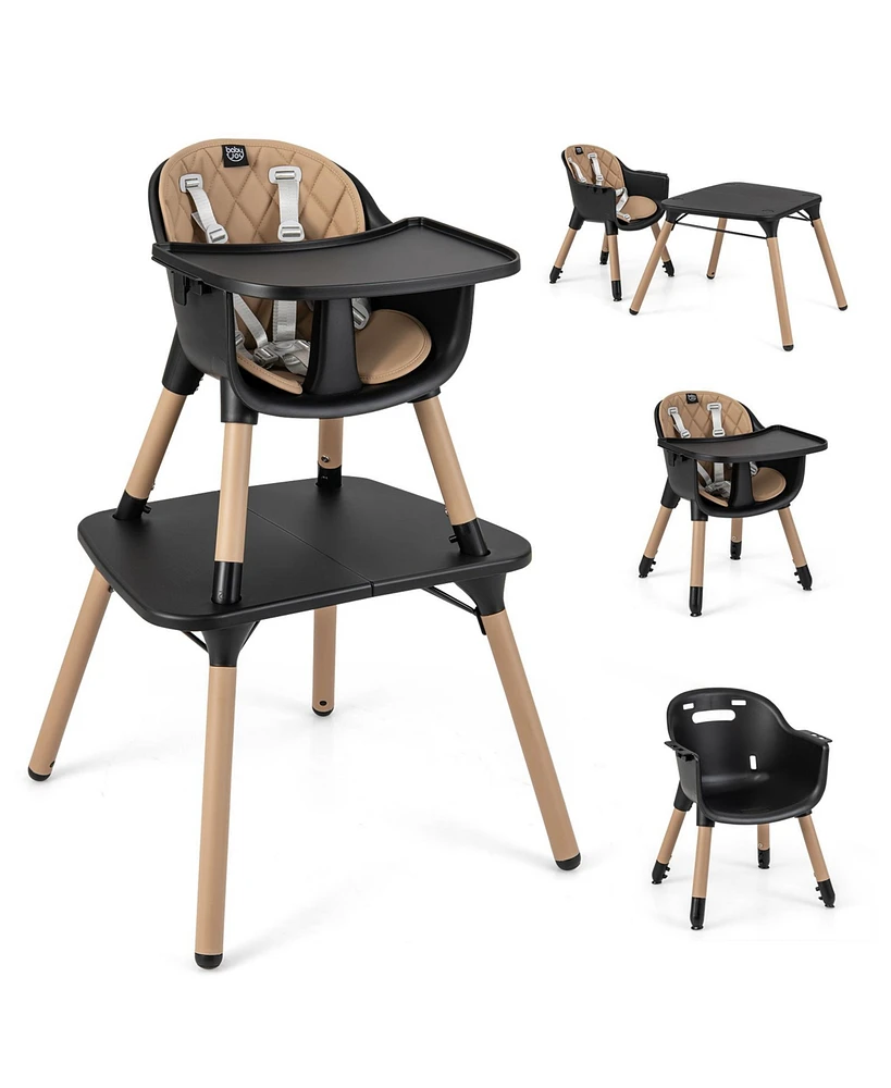 Gouun 4-in-1 Baby Convertible Toddler Table Chair Set with Pu Cushion