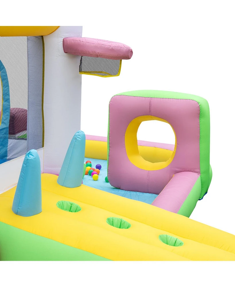 Gouun Inflatable Bounce House Bouncy Castle with Slide and Obstacle and Ball Pit without Blower