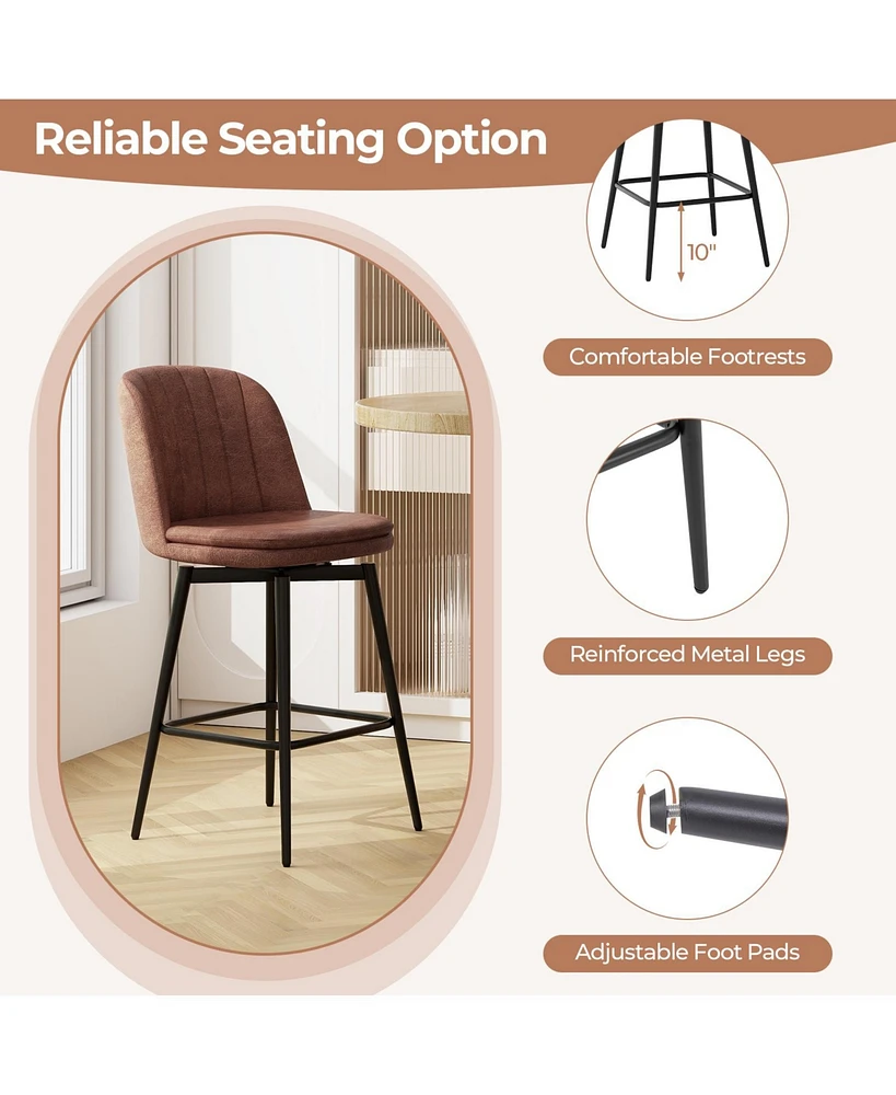 Gouun 27 Inch Swivel Bar Stool Set of 2 Counter Height Chair with Padded Seat