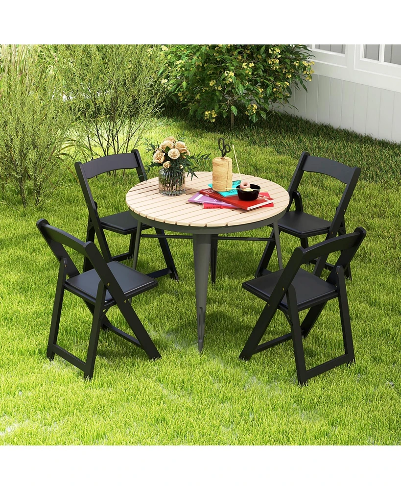 Gouun Set of 4 Dining Chairs Foldable Kitchen Chair with Rubber Wood Legs and Padded Seat