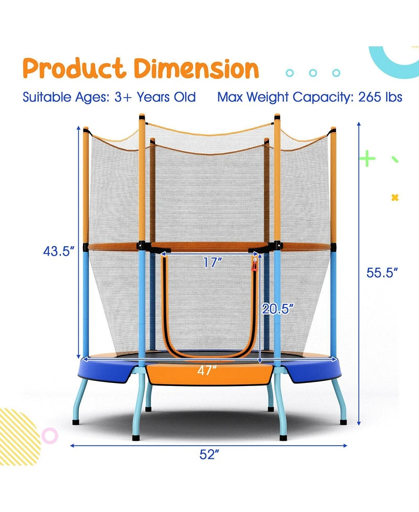Gouun 48 Inch Toddler Trampoline with Safety Enclosure Net