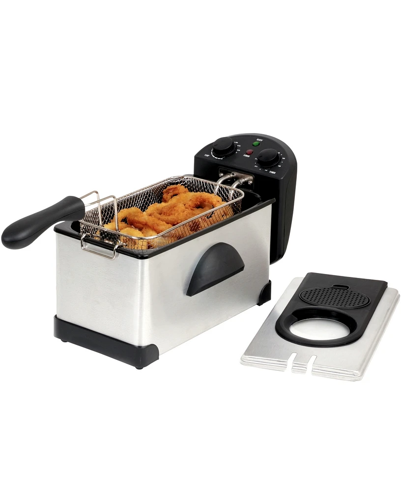 MegaChef 3.17 Quart Stainless Steel Electric Deep Fryer with Timer
