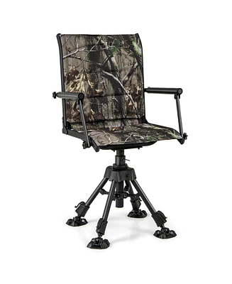 Swivel Hunting Chair with 4 360° Adjustable Legs Folding Silent Swivel Blind Chair Camouflage