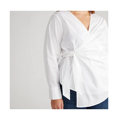 Universal Standard Women's Beacon Stretch Poplin Wrap Shirt
