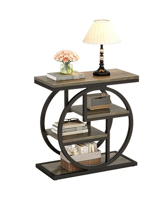 Tribesigns End Table for Living Room, 4-Tier Narrow Side with Storage Shelves, Industrial Bedside Bedroom, Wood Small Sofa