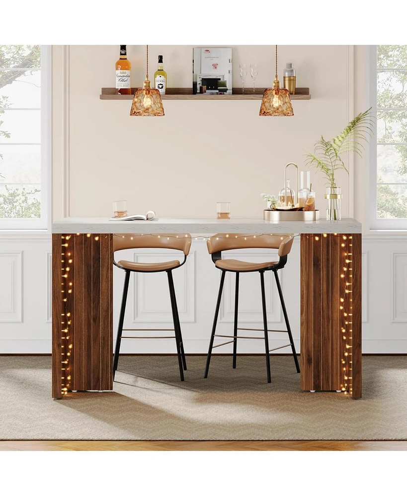 Tribesigns Home Bar Unit, 55.12-Inch Bar Table with a Faux Marble Finished Tabletop, Modern Freestanding Mini Bar for Home Kitchen, Living Room, Balco