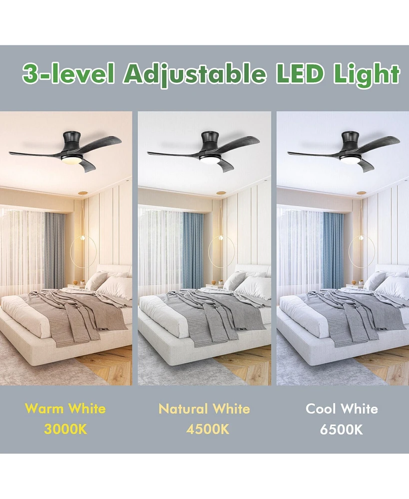 Gouun 52 Inch Flush Mount Ceiling Fan with Led