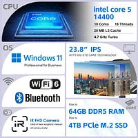 Msi Pro AP242P 23.8" Daily All-in-One Intel Core i5 14400 8GB Ram Intel Uhd Graphics 1TB Ssd Storage Windows 11 Home Fhd 100Hz