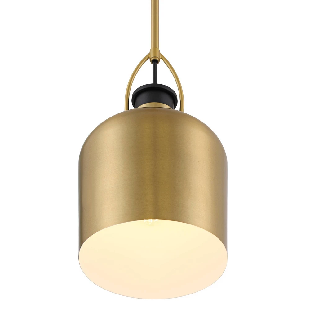 Possini Euro Design Lenoir 7 1/2" Modern Industrial Pendant Ceiling Light Fixture Dining Room Over Table Kitchen Island Foyer Hanging Round Black Brus
