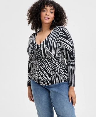 I.n.c. International Concepts Plus Size Ruched Front Knit Top, Exclusively at Macy's