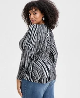 I.n.c. International Concepts Plus Size Ruched Front Knit Top, Exclusively at Macy's
