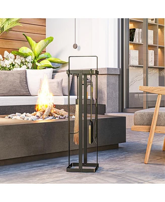 Outsunny 5 Piece Fireplace Tools Set w/ Sd for Indoor or Outdoor,