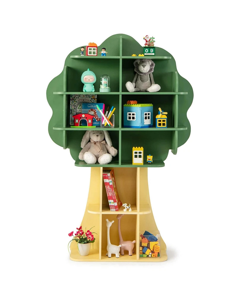 Tree Bookcase Kids 6-Tier Toy Storage Organizer with Open Storage Shelves