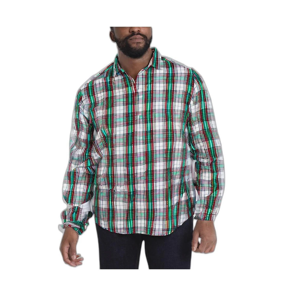 KingSize Men's Long Sleeve Wrinkle-Free Plaid Shirt
