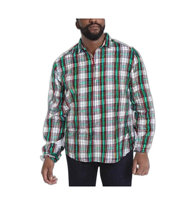 KingSize Men's Long Sleeve Wrinkle-Free Plaid Shirt