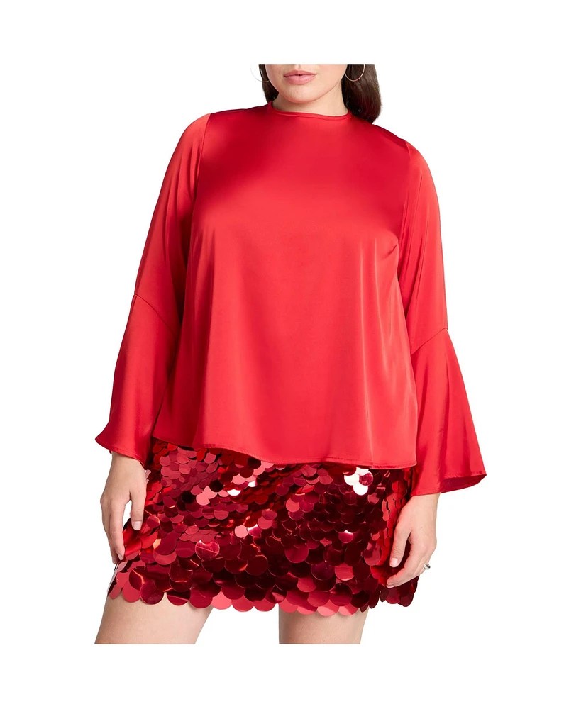 Eloquii Women's Open Back Flared Sleeve Top