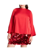 Eloquii Women's Open Back Flared Sleeve Top