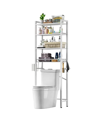 Bathroom Space Saver – Over-the-Toilet Storage with Rustic Wood Shelves and Sturdy Metal Frame