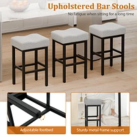 Dyhome Counter Height Bar Stools Set of 4, 27 Inches Modern Kitchen Bar Stools, Metal Legs Backless Saddle Stool Chair for Kitchen Island, Dining Room