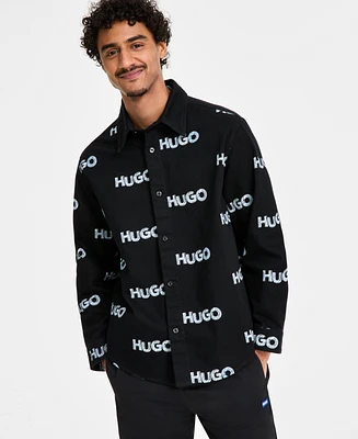 Hugo by Hugo Boss Men's Oversized-Fit Logo Shirt Jacket