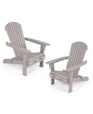 Gouun Folding Adirondack Chair Set Of 2 With High Backrest Wide Armrests