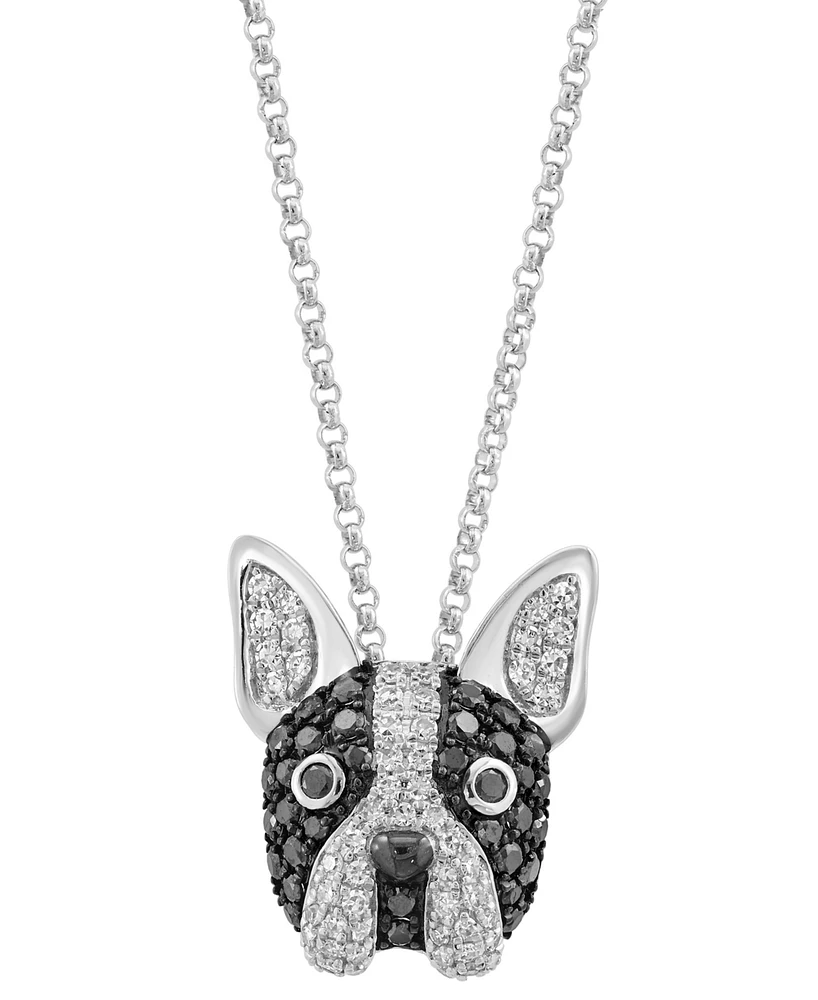 Effy White Diamond (1/5 ct. t.w.) & Black Diamond (1/4 ct. t.w.) Pendant 18" Necklace in 14k White Gold