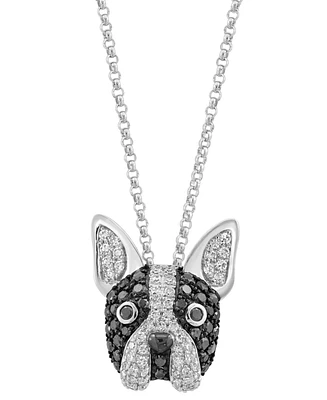 Effy White Diamond (1/5 ct. t.w.) & Black Diamond (1/4 ct. t.w.) Pendant 18" Necklace in 14k White Gold