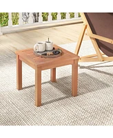 Gouun 18-Inch Square Wooden Adirondack Side Table with Slatted Top for Indoor and Outdoor Use