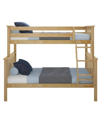 Space-Saving Solid Wood Bunk Bed – Twin Over Design with Built-in Ladder and Full-Length Safety Rails