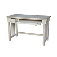 Unfinished Wood Computer Desk with Pull-Out Keyboard Tray and Drawer