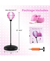 Kids Punching Bag Toy Set Adjustable Stand Boxing Glove Speed Ball with Pump